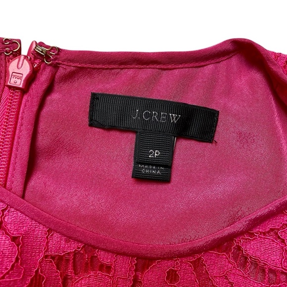 J.Crew Petite Peplum Lace Sleeveless Blouse 2P Bright Pink Eyelash Trim - Picture 10 of 16